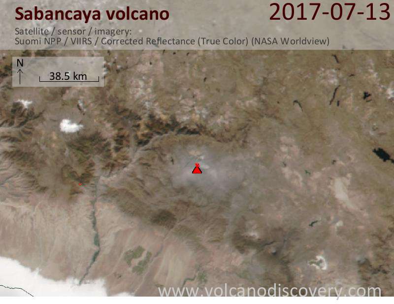 Satellite image of Sabancaya volcano on 14 Jul 2017