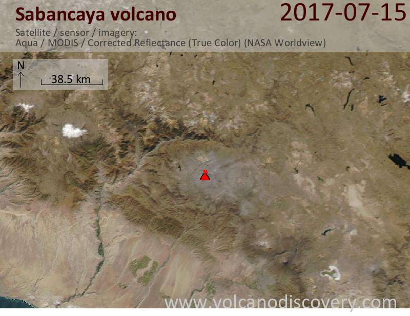 Satellite image of Sabancaya volcano on 16 Jul 2017
