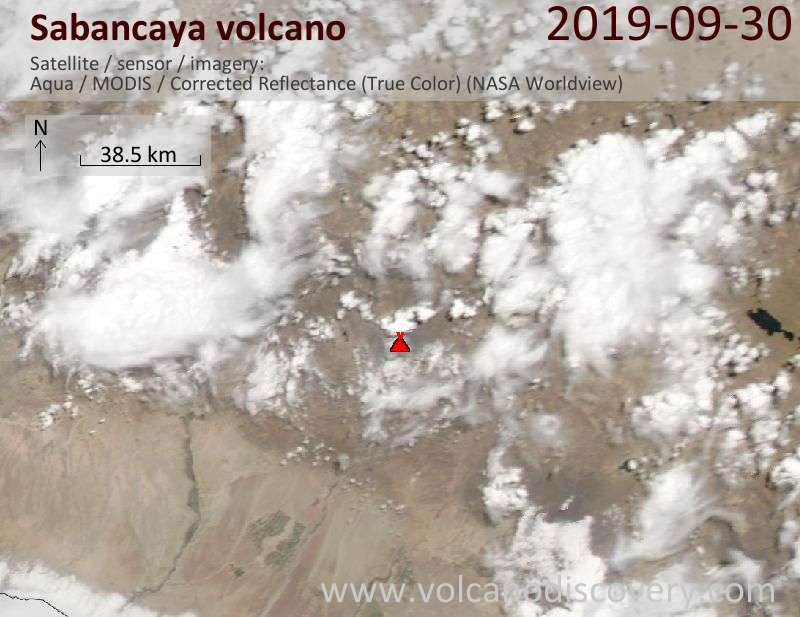 Satellite image of Sabancaya volcano on 30 Sep 2019