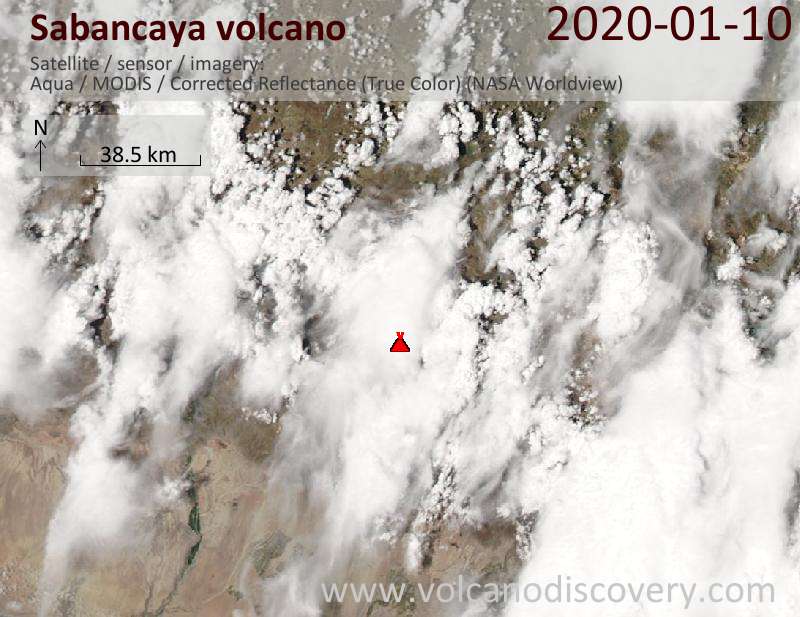 Satellite image of Sabancaya volcano on 11 Jan 2020