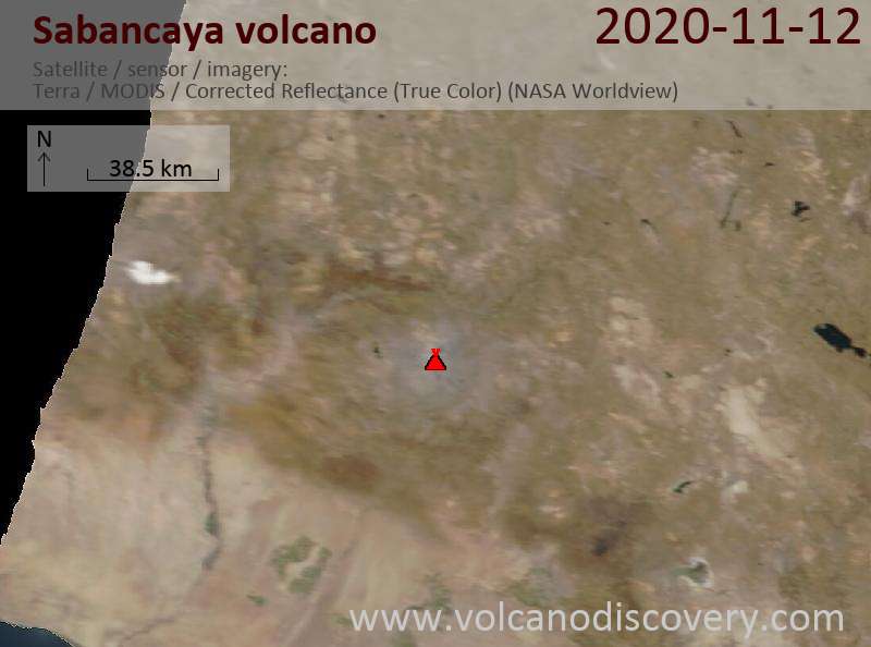 Satellite image of Sabancaya volcano on 12 Nov 2020