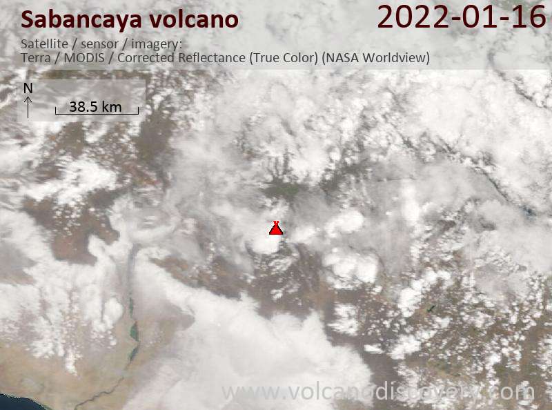 Satellite image of Sabancaya volcano on 17 Jan 2022