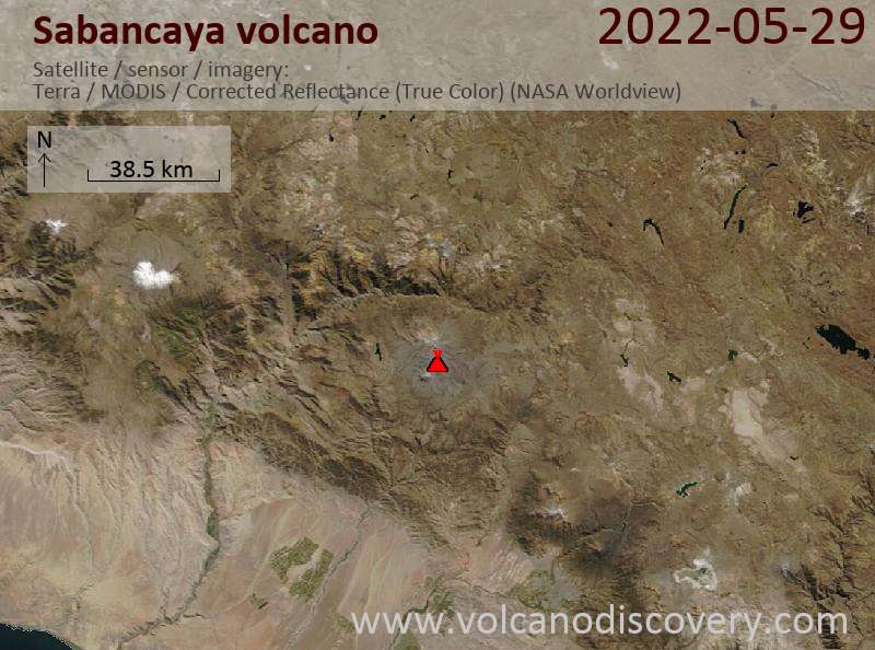 Satellite image of Sabancaya volcano on 30 May 2022