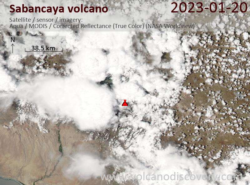 Satellite image of Sabancaya volcano on 20 Jan 2023