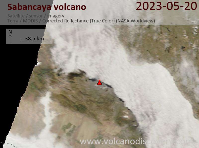 Satellite image of Sabancaya volcano on 21 May 2023