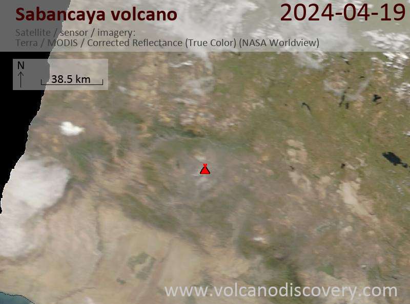 Satellitenbild des Sabancaya Vulkans am 19 Apr 2024