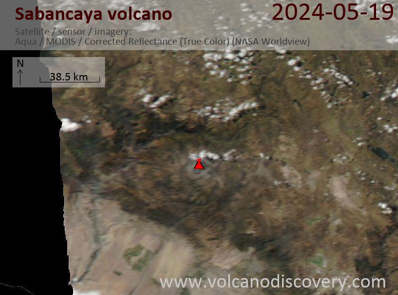 Satellitenbild des Sabancaya Vulkans am 20 May 2024