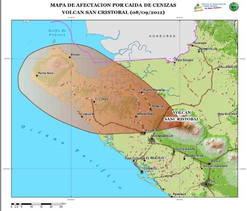 Ash fall map of the 8 Sep eruption (INETER)