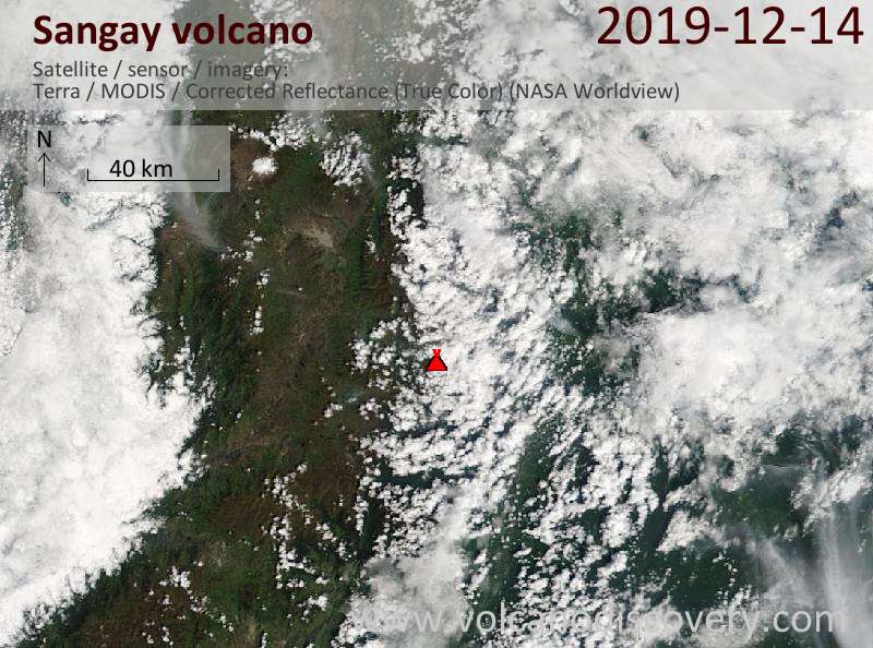 Satellite image of Sangay volcano on 14 Dec 2019