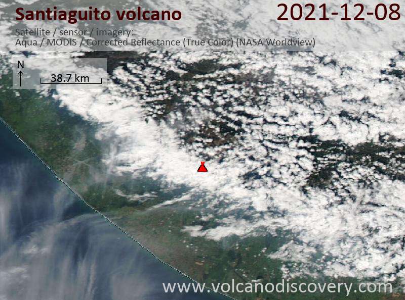 Satellite image of Santiaguito volcano on 10 Dec 2021