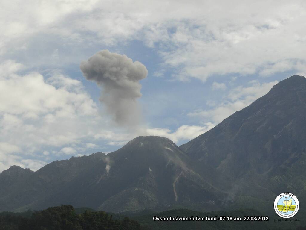 Ash explosion from Santiaguito early on 22 Aug 2012