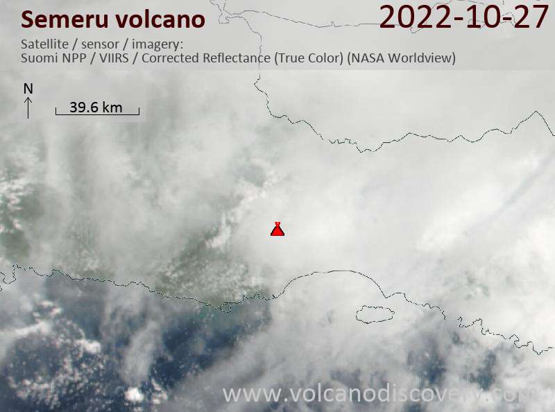 Satellite image of Semeru volcano on 27 Oct 2022