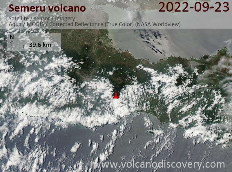 Satellite image of Semeru volcano on 23 Sep 2022