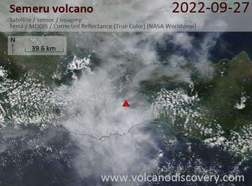 Satellite image of Semeru volcano on 28 Sep 2022
