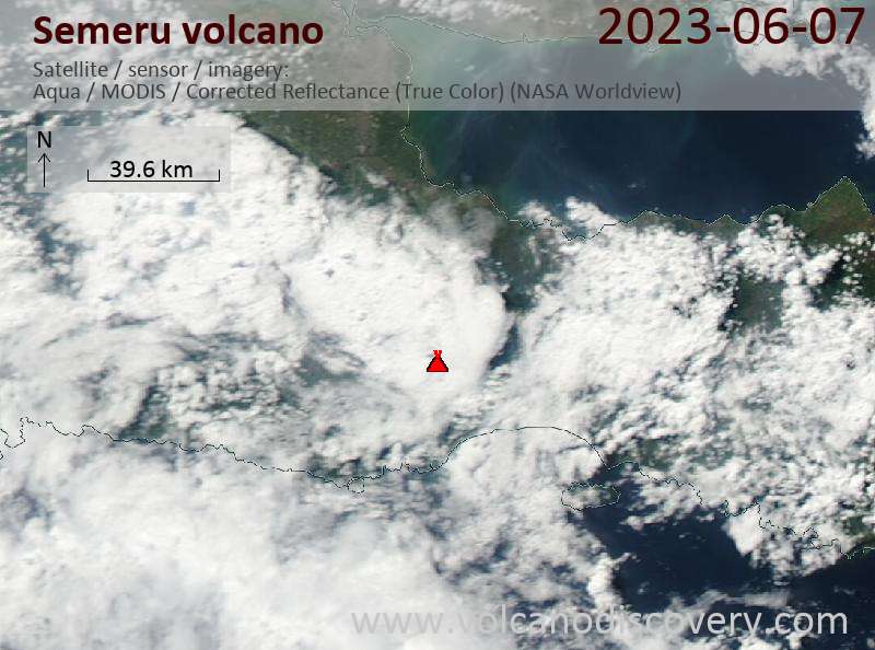 Satellitenbild des Semeru Vulkans am  7 Jun 2023