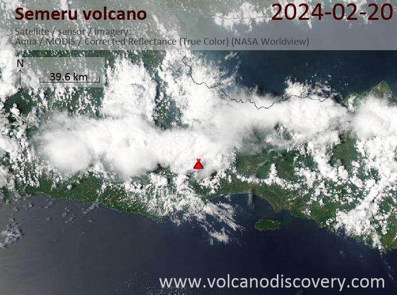 Satellite image of Semeru volcano on 20 Feb 2024