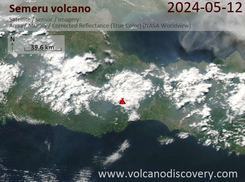 Satellitenbild des Semeru Vulkans am 12 May 2024