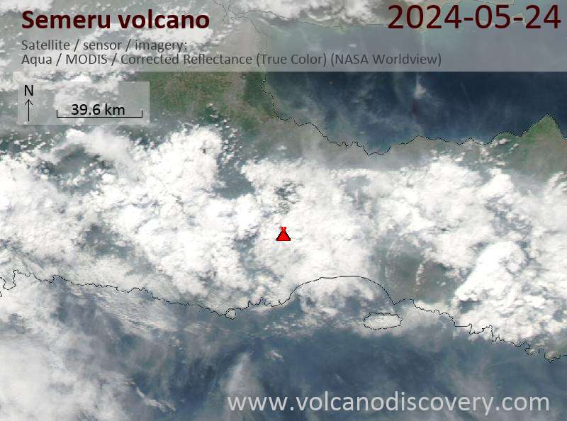 Satellite image of Semeru volcano on 24 May 2024