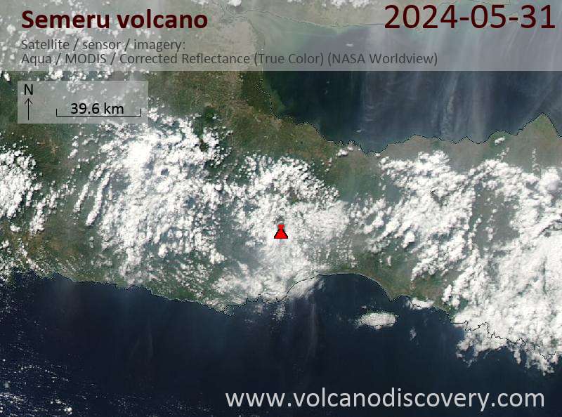 Satellite image of Semeru volcano on 31 May 2024
