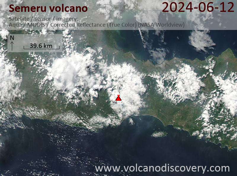 Satellite image of Semeru volcano on 12 Jun 2024