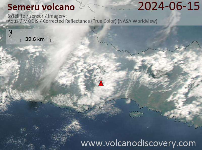 Satellite image of Semeru volcano on 15 Jun 2024