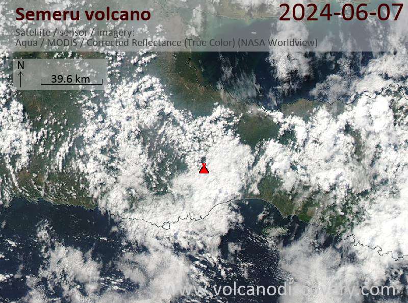 Satellite image of Semeru volcano on  7 Jun 2024
