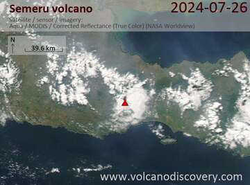 Satellite image of Semeru volcano on 26 Jul 2024