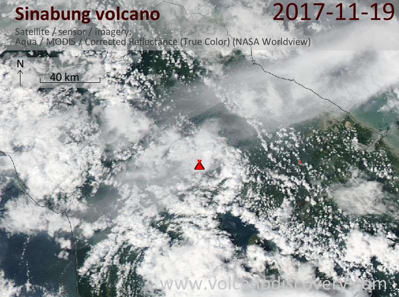 Satellite image of Sinabung volcano on 20 Nov 2017
