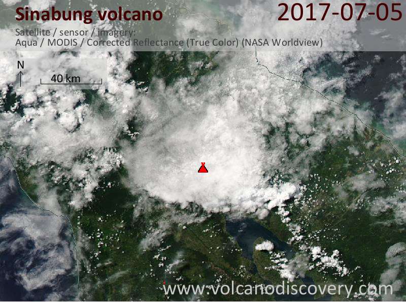 Satellite image of Sinabung volcano on  6 Jul 2017