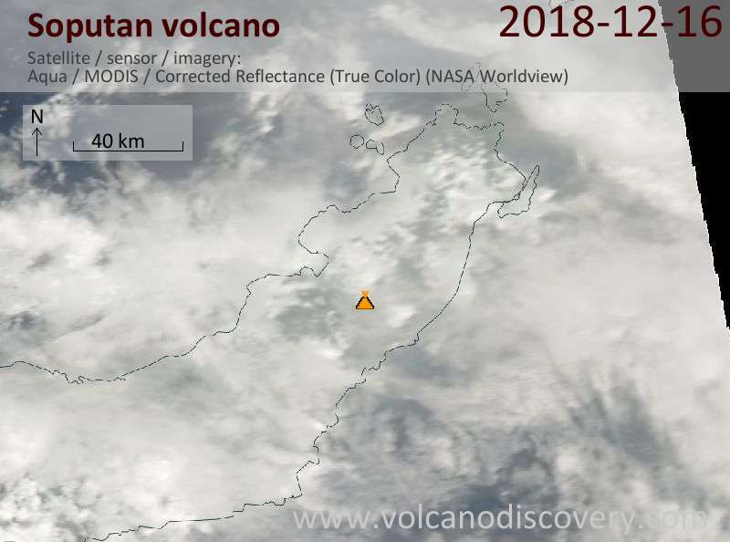 Satellite image of Soputan volcano on 16 Dec 2018