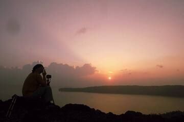 Watching the sunrise from Anak Krakatau volcano