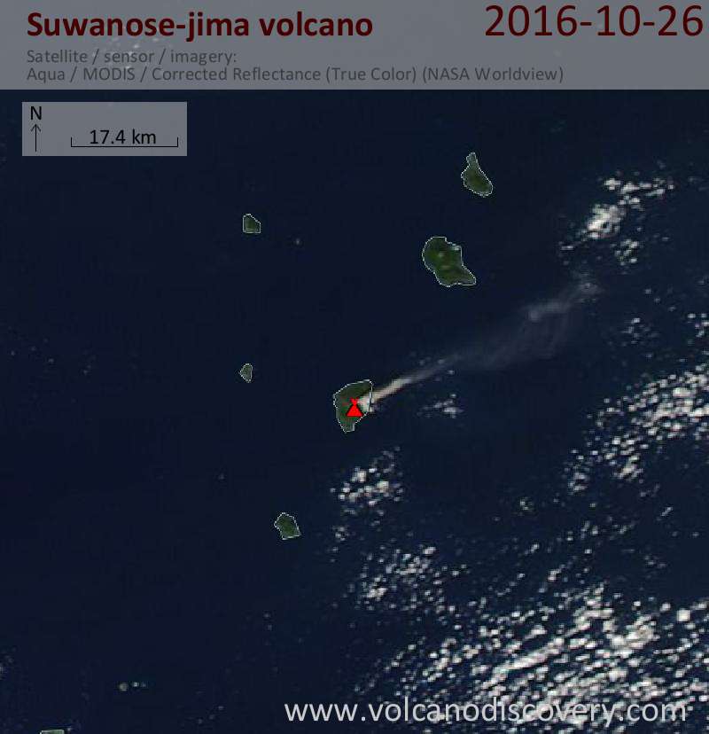 Satellite image of Suwanose-jima volcano on 26 Oct 2016