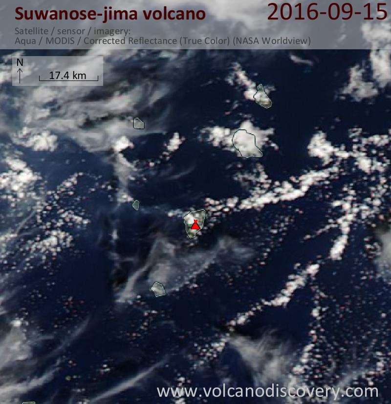Satellite image of Suwanose-jima volcano on 15 Sep 2016