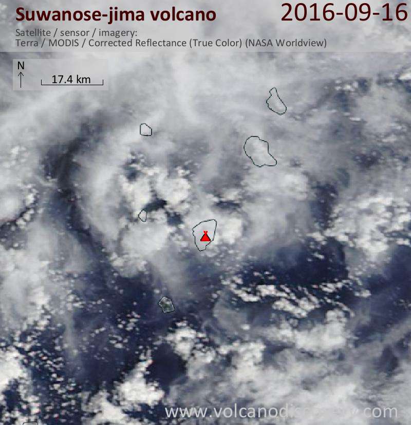 Satellite image of Suwanose-jima volcano on 16 Sep 2016