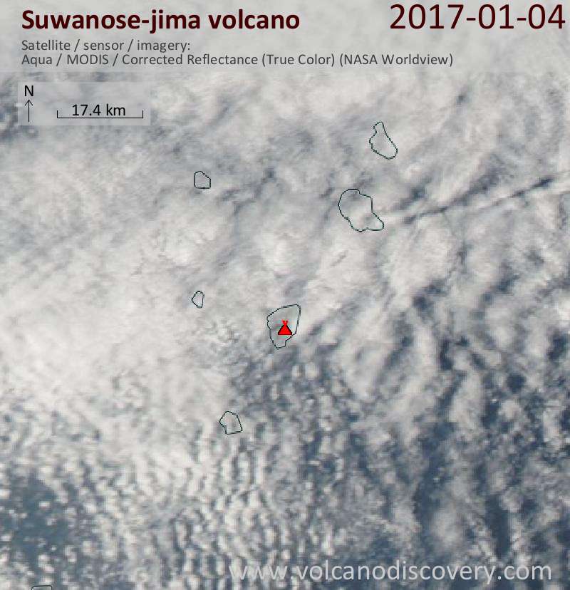 Satellite image of Suwanose-jima volcano on  4 Jan 2017