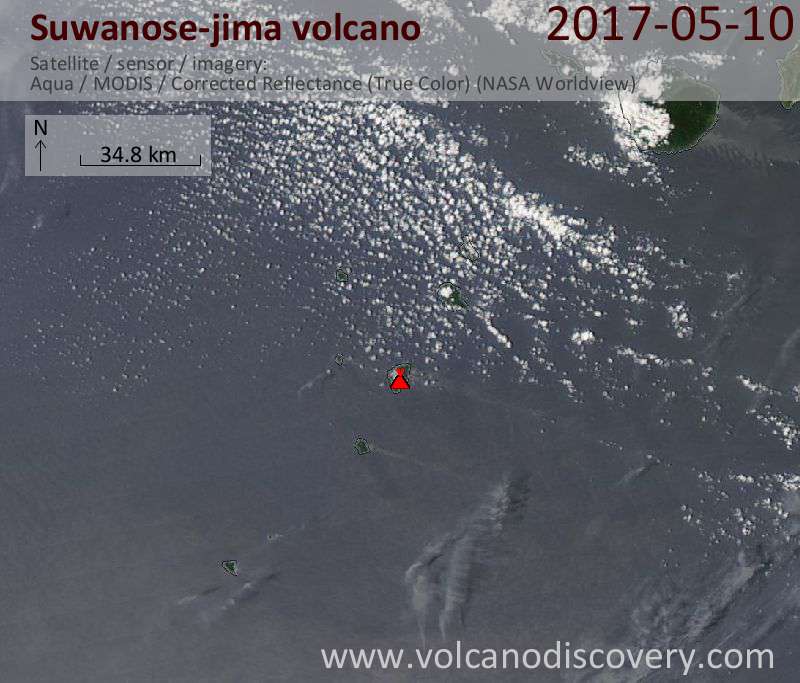 Satellite image of Suwanose-jima volcano on 10 May 2017