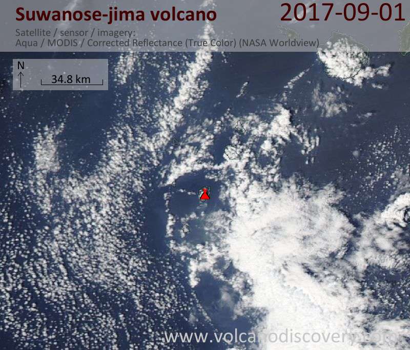 Satellite image of Suwanose-jima volcano on  1 Sep 2017