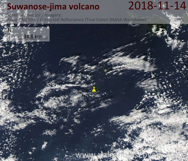 Satellite image of Suwanose-jima volcano on 14 Nov 2018