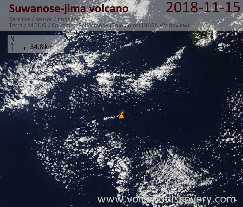 Satellite image of Suwanose-jima volcano on 15 Nov 2018