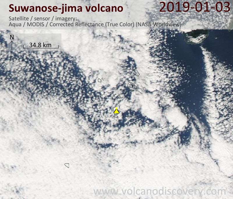 Satellite image of Suwanose-jima volcano on  3 Jan 2019