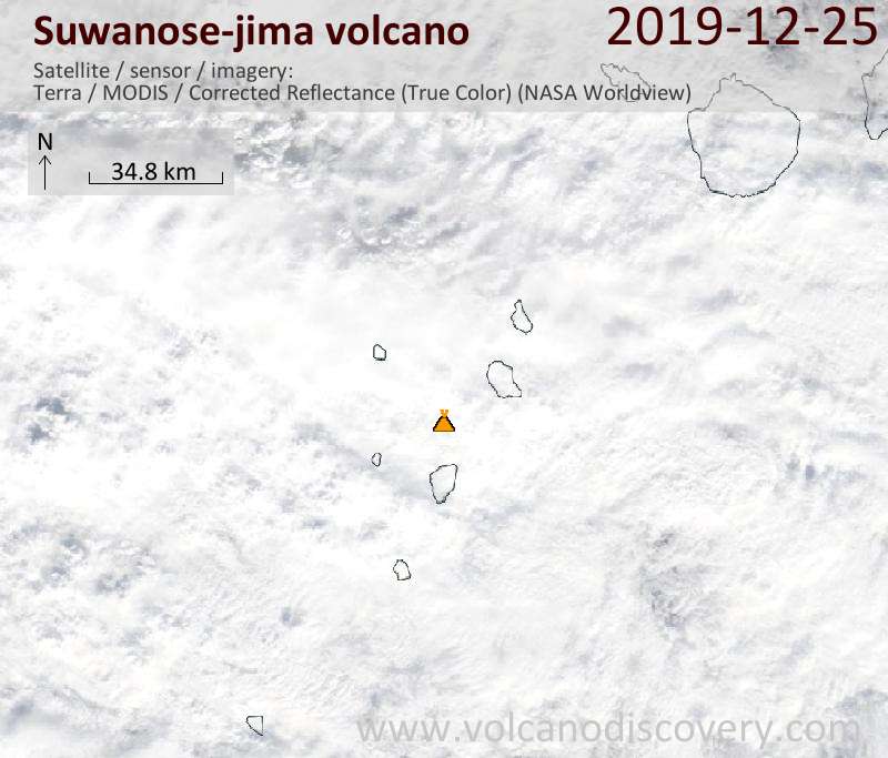 Satellite image of Suwanose-jima volcano on 25 Dec 2019