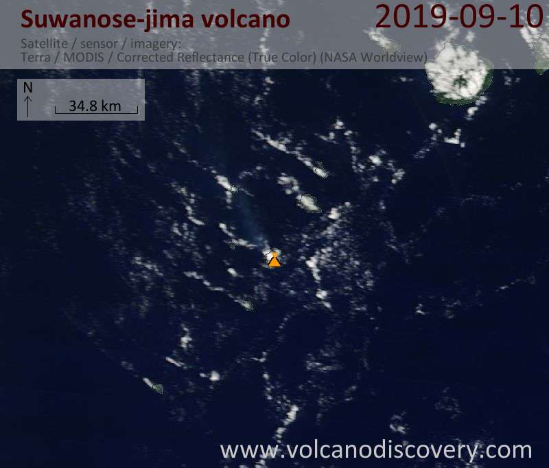 Satellite image of Suwanose-jima volcano on 10 Sep 2019