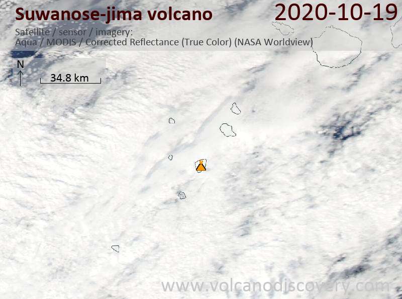 Satellite image of Suwanose-jima volcano on 20 Oct 2020