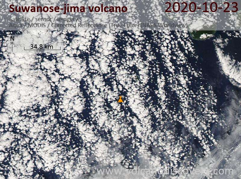 Satellite image of Suwanose-jima volcano on 23 Oct 2020
