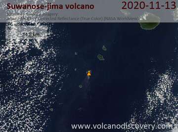 Satellite image of Suwanose-jima volcano on 13 Nov 2020
