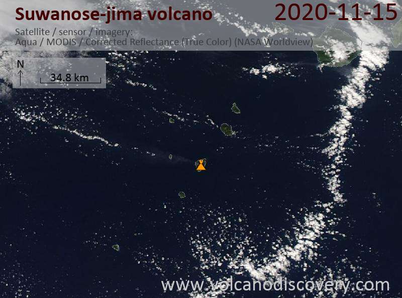 Satellite image of Suwanose-jima volcano on 15 Nov 2020