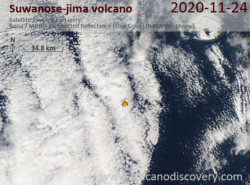 Спутниковое изображение вулкана Suwanose-jima 24 Nov 2020