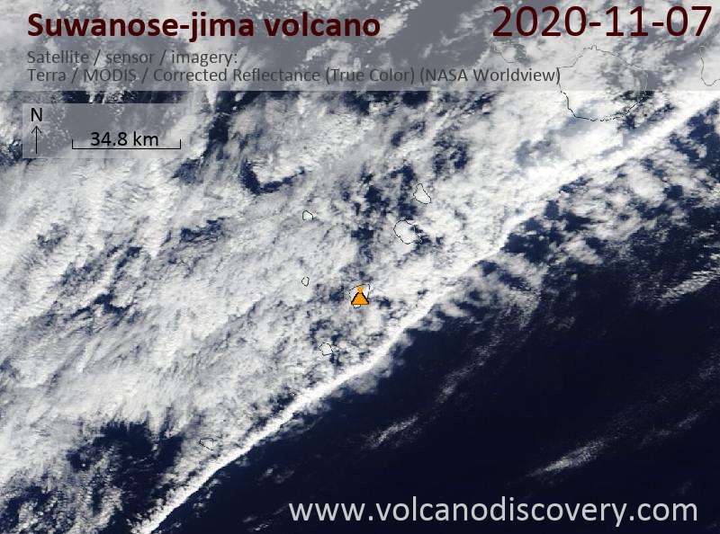 Satellite image of Suwanose-jima volcano on  7 Nov 2020