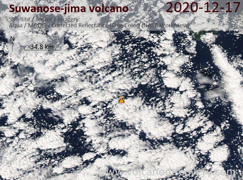 Satellitenbild des Suwanose-jima Vulkans am 17 Dec 2020