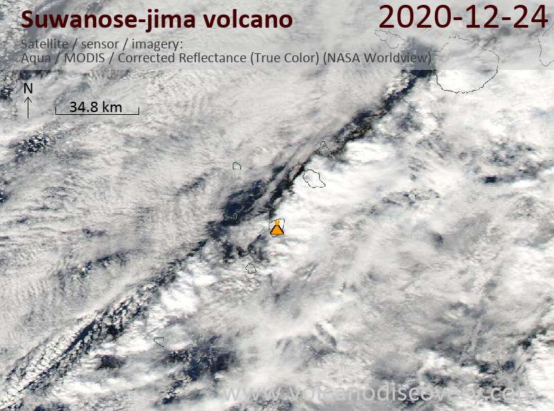 Satellite image of Suwanose-jima volcano on 24 Dec 2020